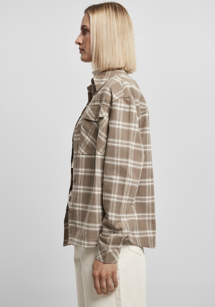 UrbanClassicsDamenLadiesOversizedOvershirtLighttaupeWhitesand-3XL