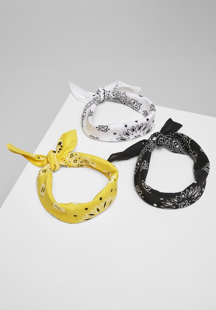 UrbanClassicsHalstuchMulticolorBandana3-PackBlackYellowWhite