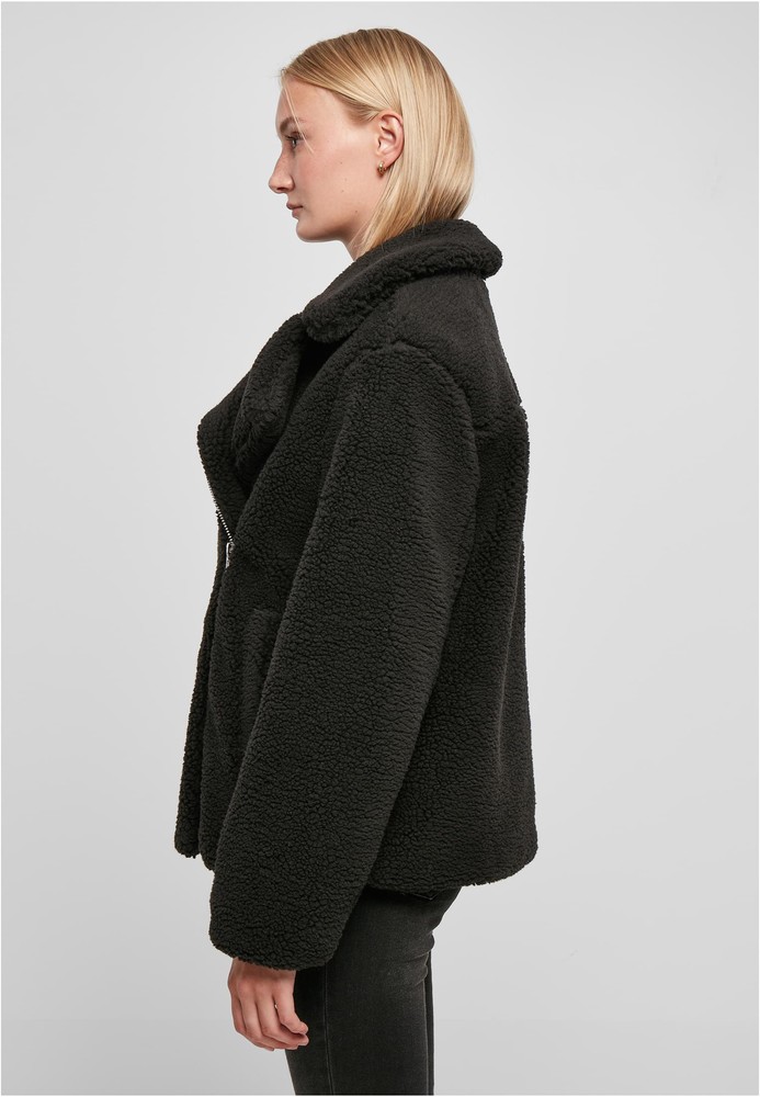 UrbanClassicsDamenJackeLadiesSherpaBikerJacketBlack-3XL