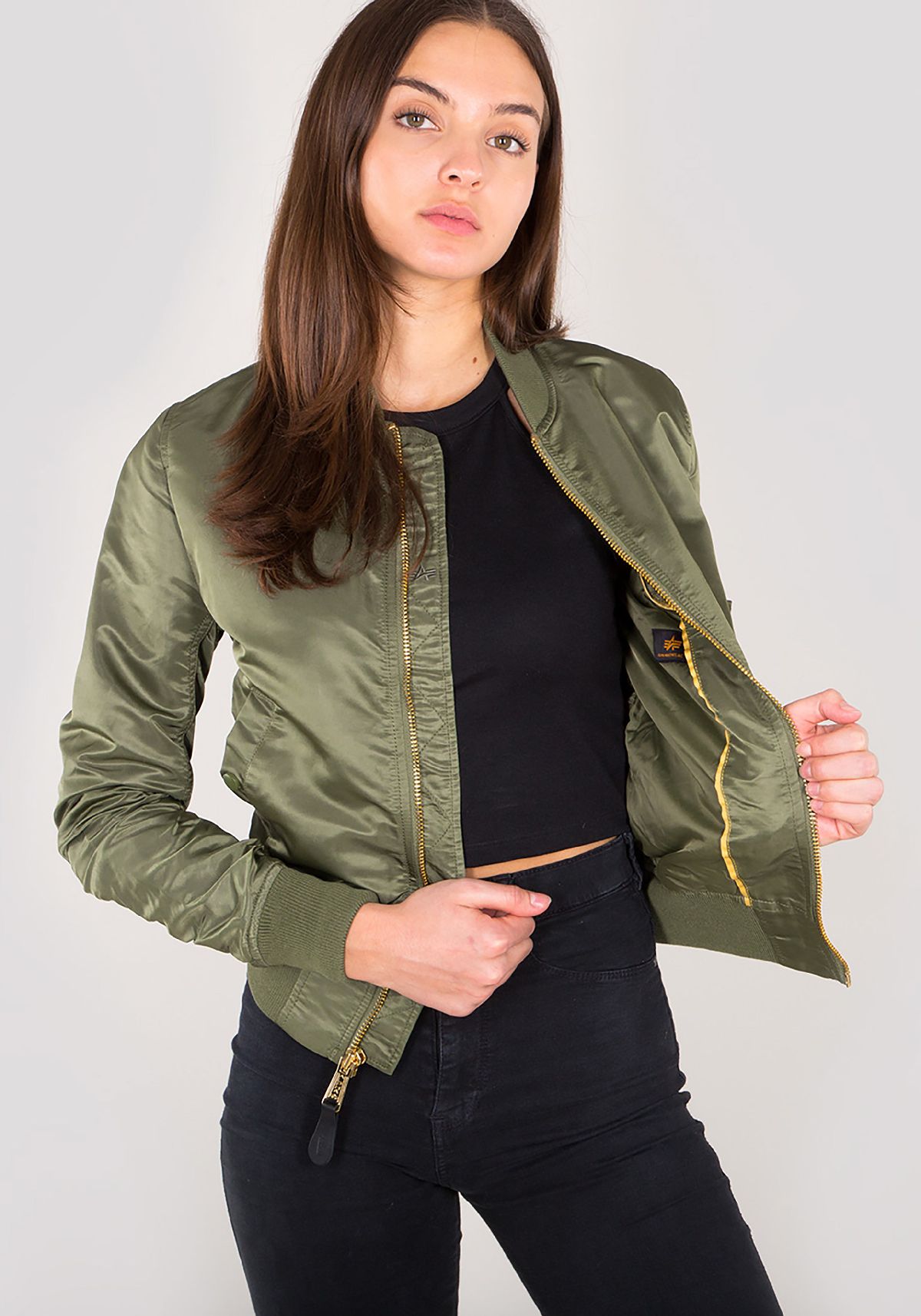 AlphaIndustriesDamenJackeMA-1VFLWWomenSage-GreenGold