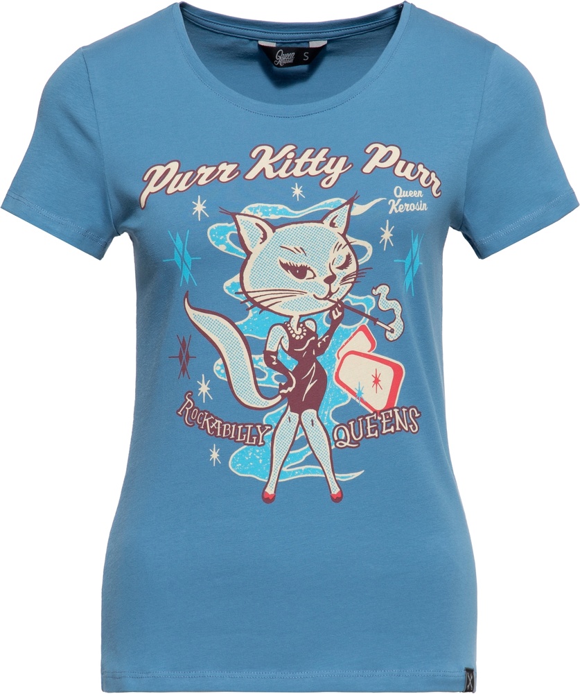 QueenKerosinDamenPrintT-ShirtPurrKityPurrQKI31004BlueHeaven-XS