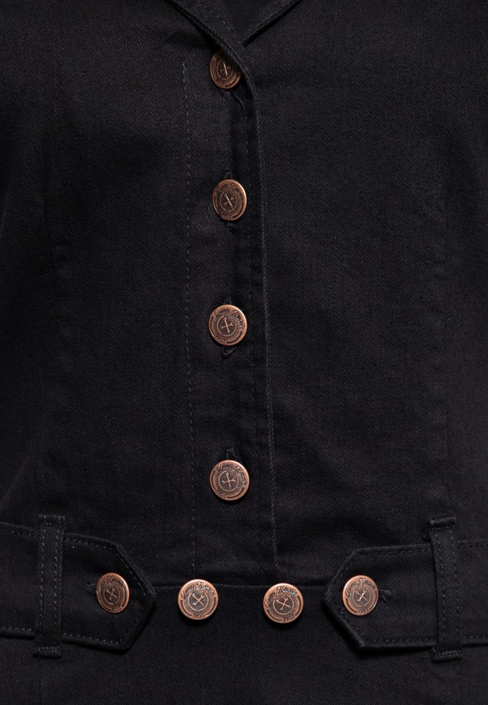 QueenKerosinDamen50sSwingJeanskleidmitStickereiSchwarz-L