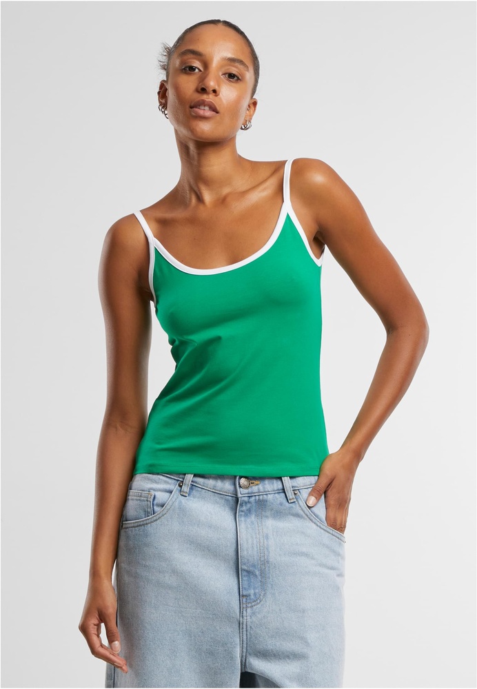 UrbanClassicsDamenLadiesContrastBasicTop2-PackTB7485AFroggreenWhite-3XL
