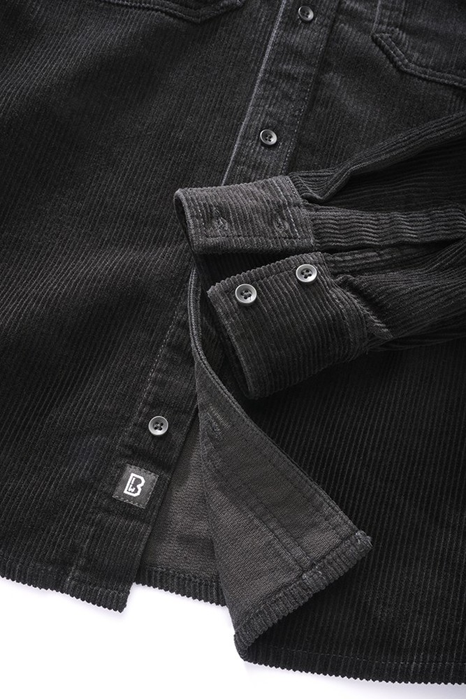 BranditHerrenHemdCorduroyClassicShirtLongSleeveBlack