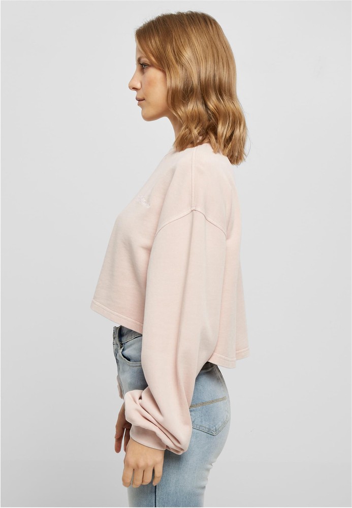 UrbanClassicsDamenLadiesCroppedSmallEmbroideryTerryCrewneckPink-3XL