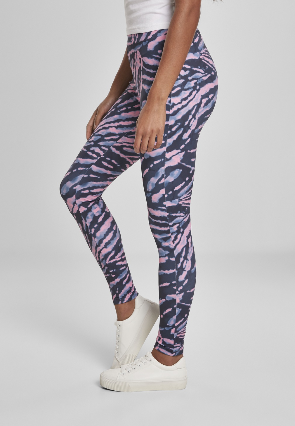 UrbanClassicsDamenLeggingsLadiesHighWaistTieDyeLeggingsDarkshadowPink