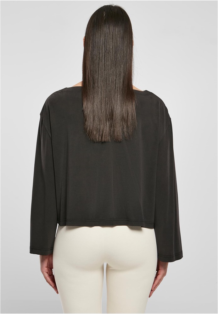 UrbanClassicsDamenLadiesShortModalBateauNecklinieLongsleeveBlack