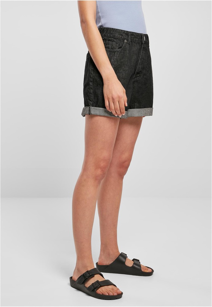 UrbanClassicsDamenLadiesHighWaistBoyfriendShortsBlackWashed-26