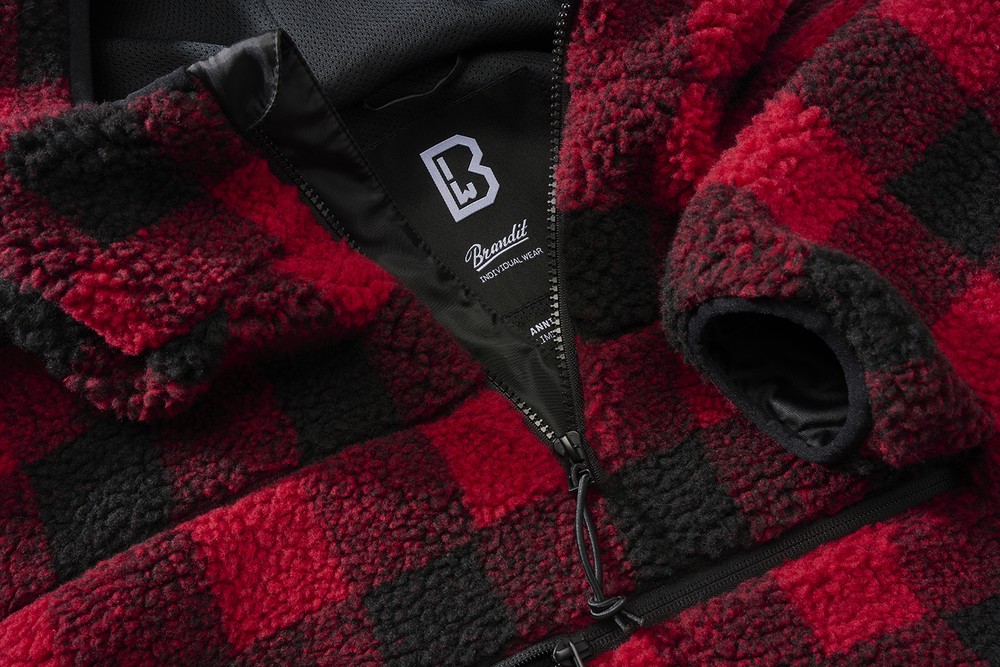 BranditHerrenSweatshirtTeddyfleeceWorkerPulloverRedBlack-S