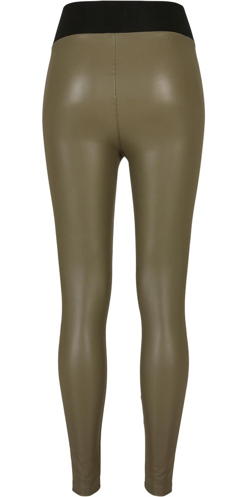 UrbanClassicsDamenLadiesFauxLeatherHighWaistLeggingsOlive-3XL
