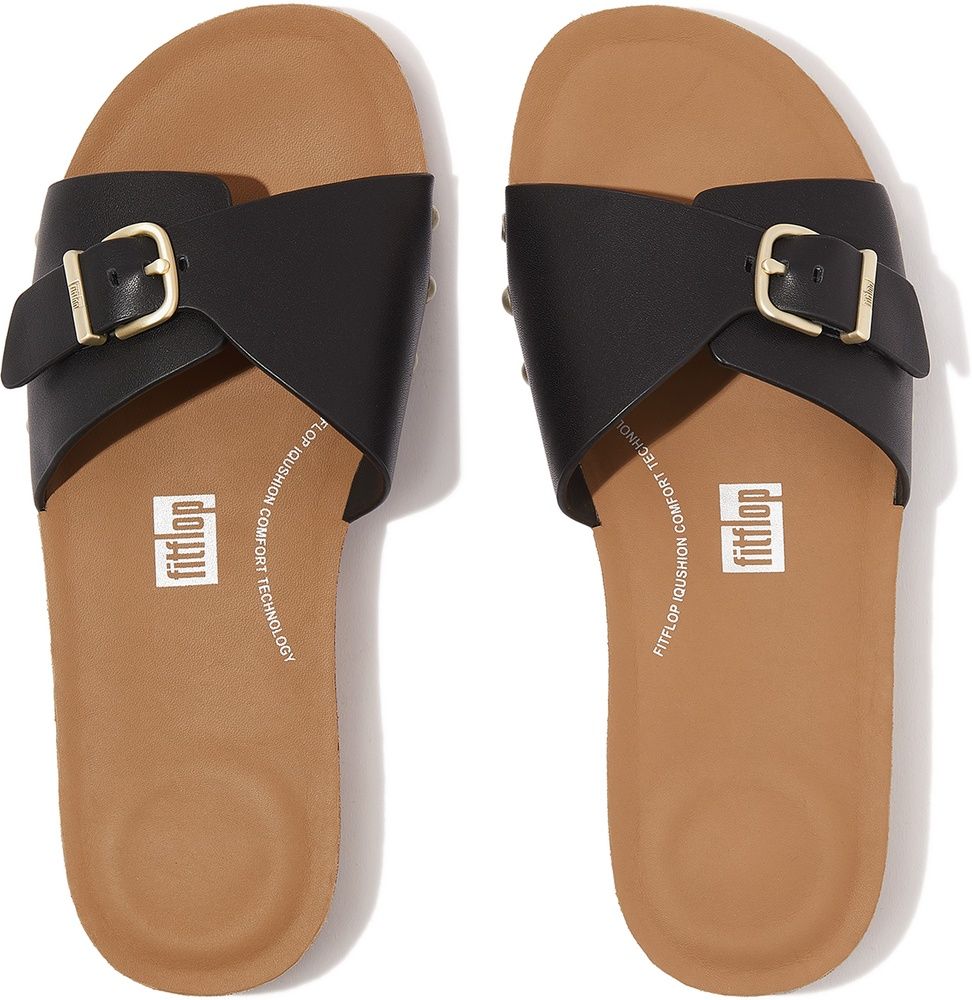 FitFlopDamenSandalenIqushionAdjustableBuckleLeatherSlidesHF1