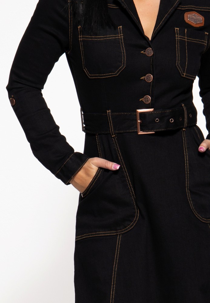 QueenKerosinWorkwearSwing-DressQKI16002Schwarz