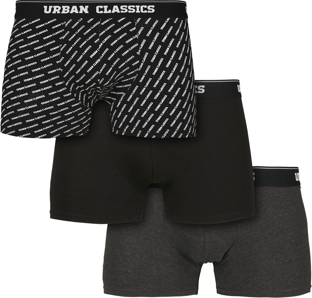 UrbanClassicsBoxershortBoxerShorts3-PackBrandingAopBlackCharcoal
