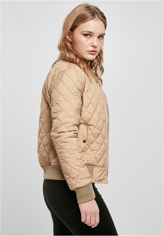 UrbanClassicsDamenJackeLadiesDiamondQuiltNylonJacketUnionbeige-3XL