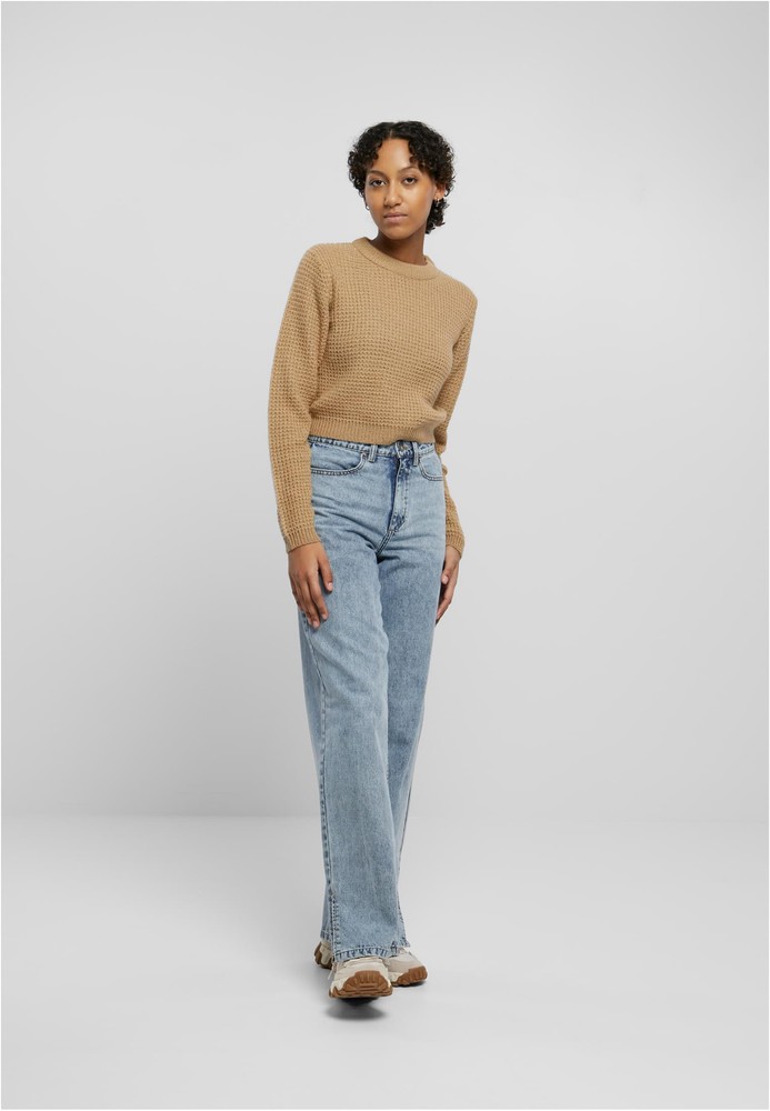 UrbanClassicsDamenLadiesShortWaffleSweaterWarmsand-3XL