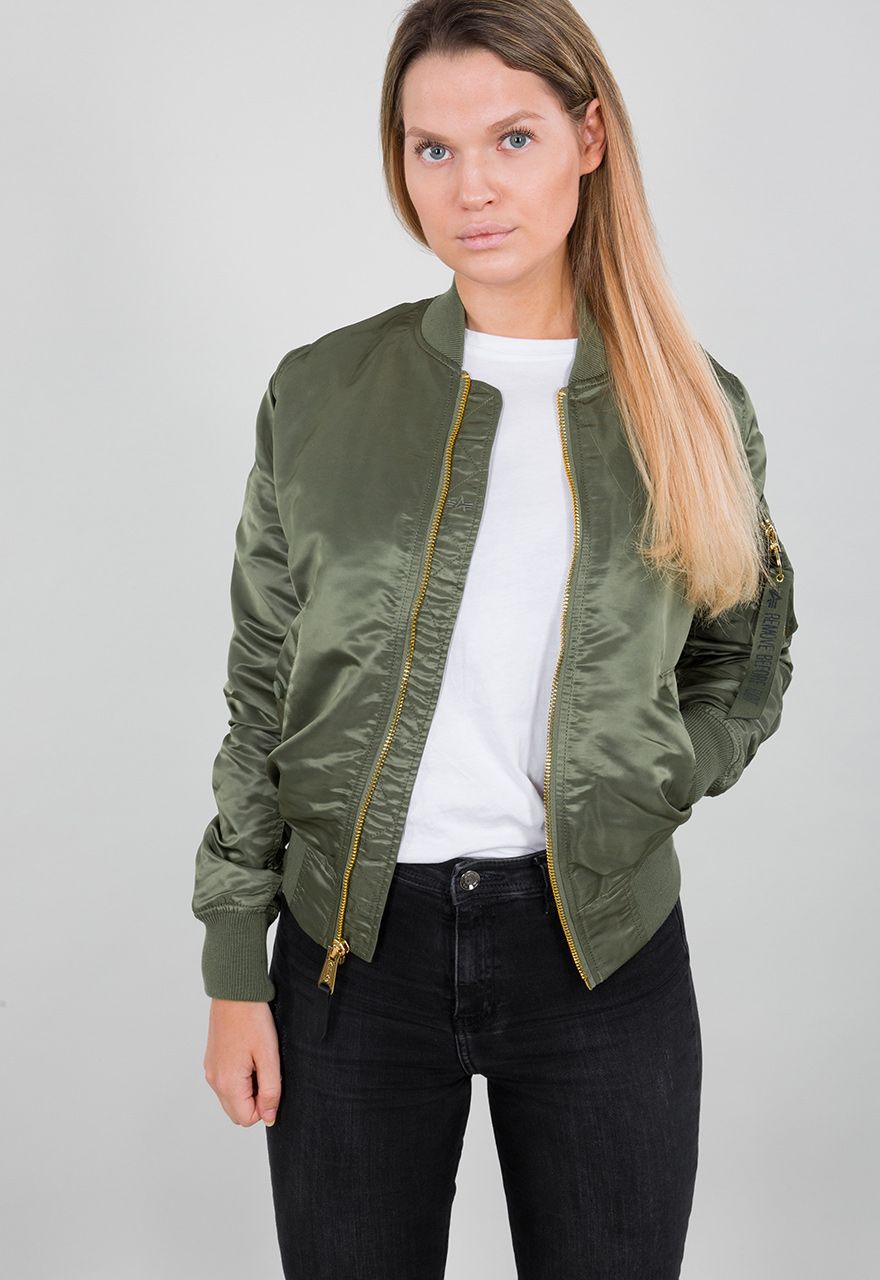 AlphaIndustriesDamenJackeMA-1VFLWWomenSage-GreenGold