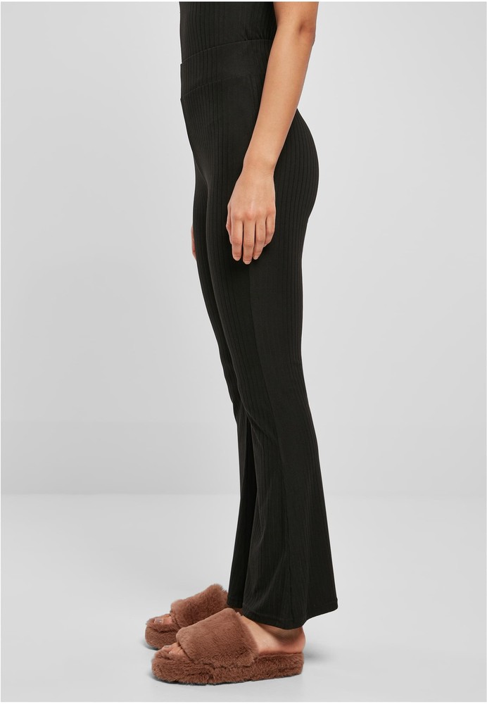 UrbanClassicsDamenLadiesHighWaistRibFlaredLeggingsBlack