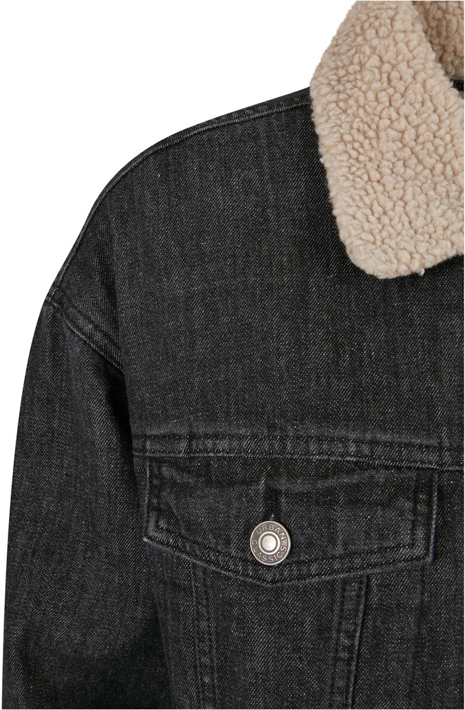 UrbanClassicsDamenJackeLadiesOversizedSherpaDenimJacketBlackWashed