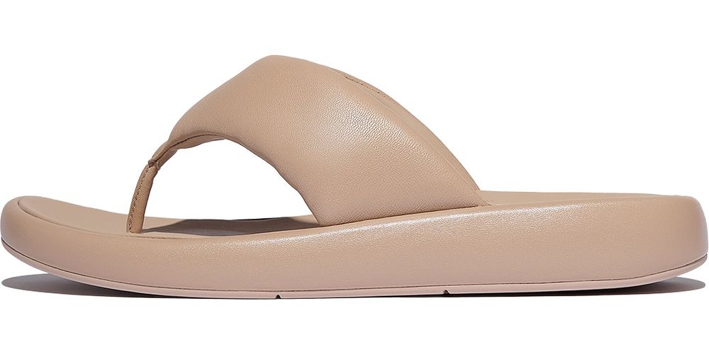 FitFlopDamenFlipFlopIqushionD-LuxePaddedLeatherToe-PostSandalsJB6ClassicBeige-36