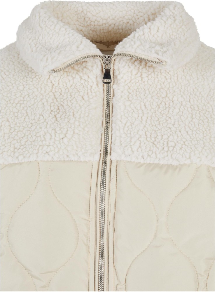 UrbanClassicsDamenJackeLadiesOversizedSherpaQuiltedCoatSoftseagrassWhitesand-3XL