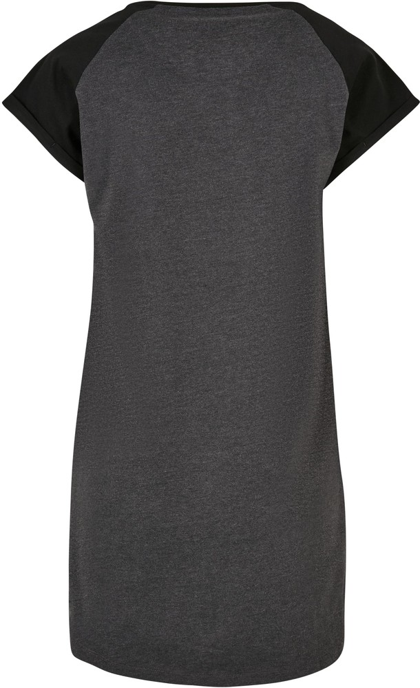UrbanClassicsDamenKleidLadiesContrastRaglanTeeDressCharcoalBlack