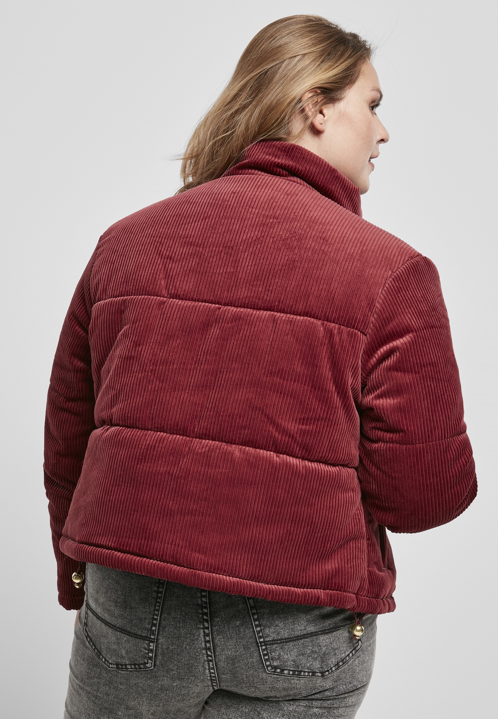 UrbanClassicsDamenWinterjackeLadiesCorduroyPufferJacketBurgundy-3XL