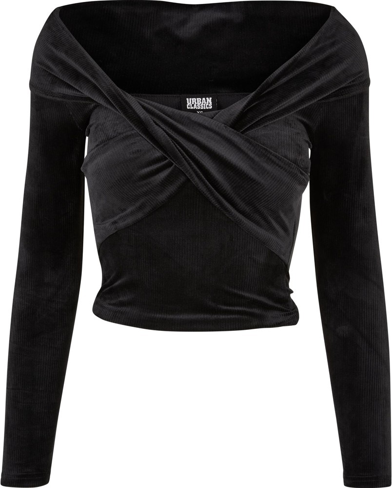 UrbanClassicsDamenLadiesVelvetRibCrossedOffShoulderLongsleeve