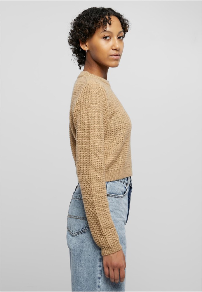 UrbanClassicsDamenLadiesShortWaffleSweaterWarmsand-3XL