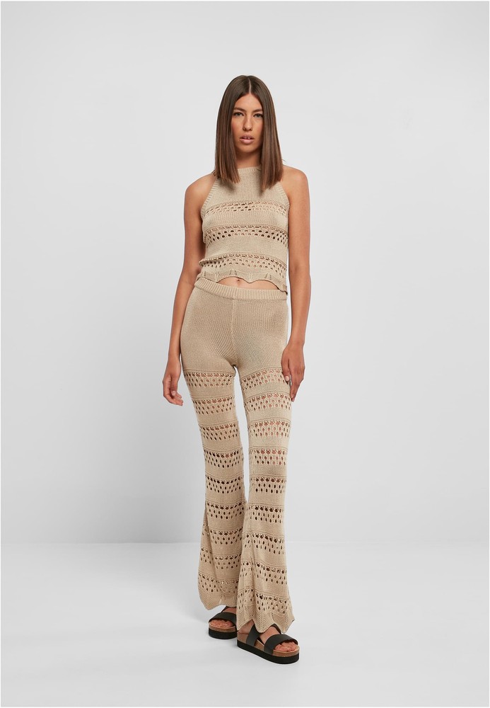 UrbanClassicsDamenLadiesFlaredCrochetKnitLeggingsSoftseagrass-3XL