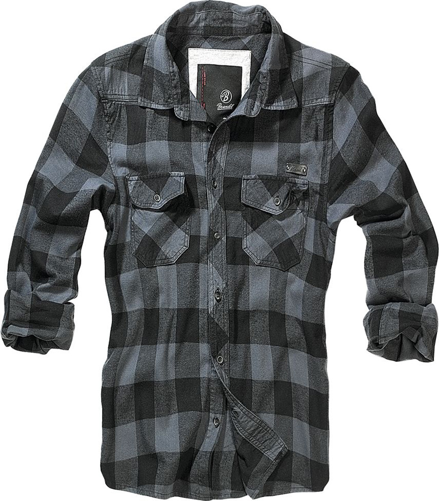 BranditHemdCheckshirtinBlackGrey-S