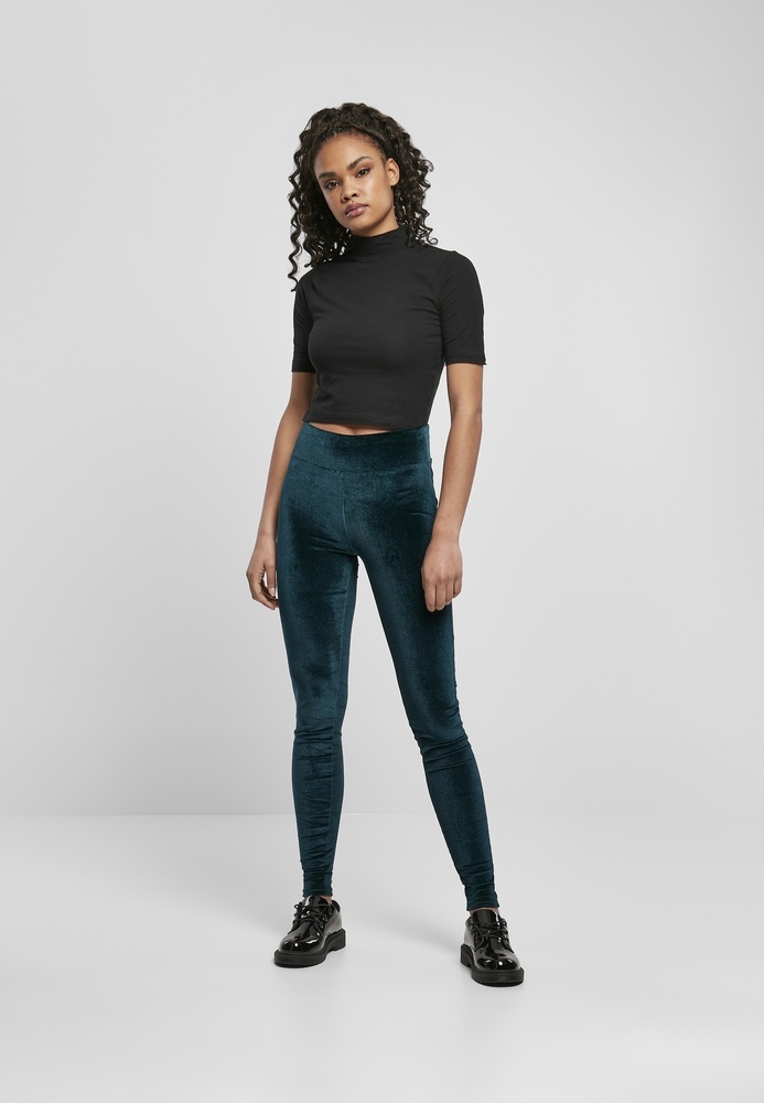UrbanClassicsDamenLeggingsLadiesHighWaistVelvetLeggingsTeal-3XL