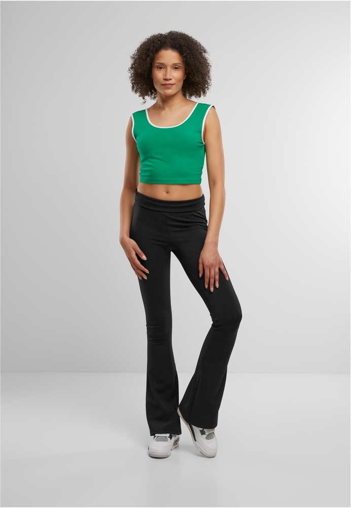 UrbanClassicsDamenLadiesContrastCroppedTopTB7486AFroggreenWhite-3XL