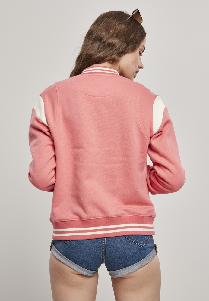 UrbanClassicsDamenJackeLadiesInsetCollegeSweatJacketPalepinkWhitesand-3XL