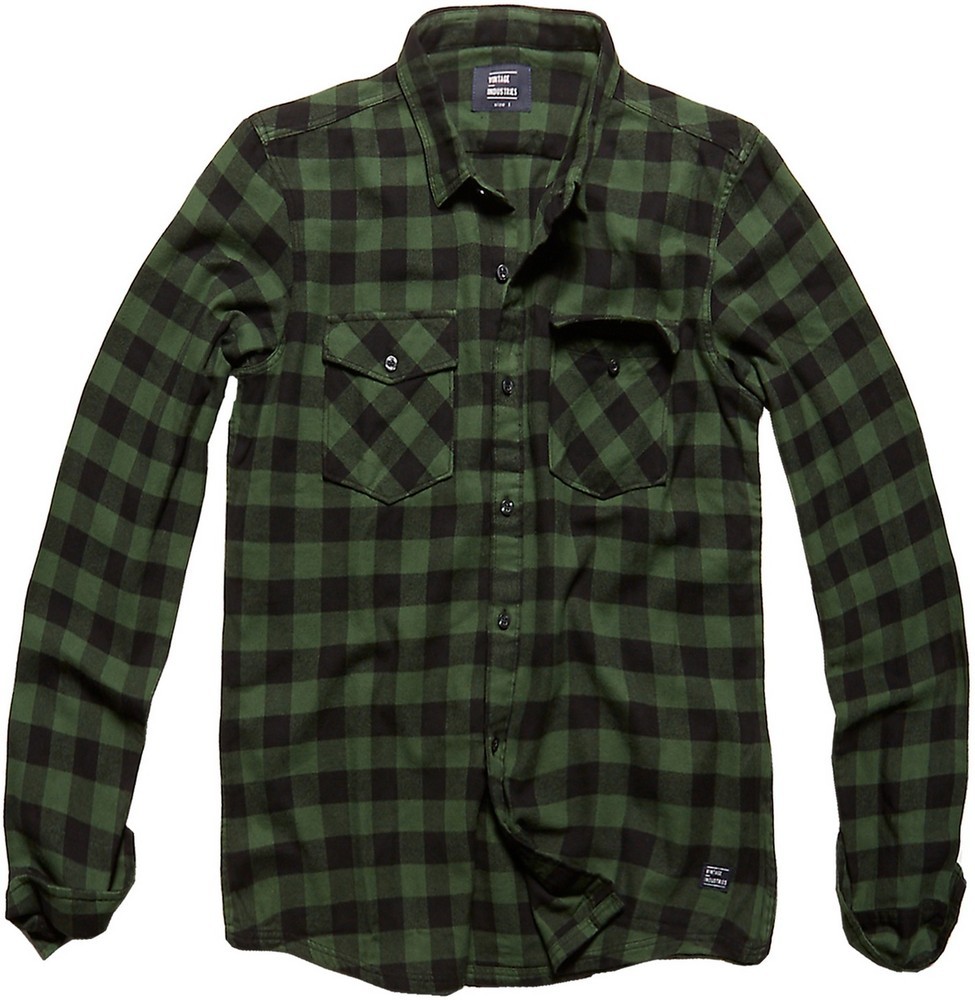 VintageIndustriesKaro-HemdHarleyShirtGreenCheck-Harley-S
