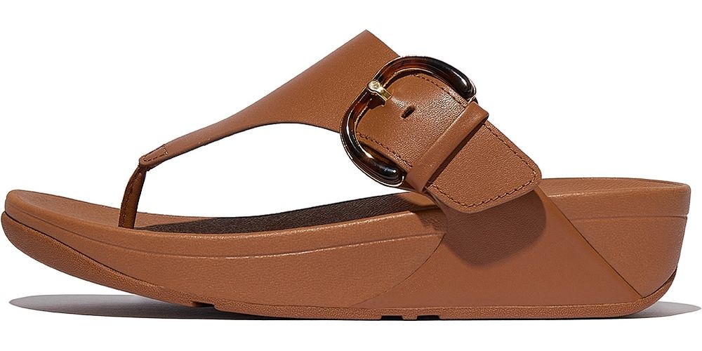 FitFlopDamenFlipFlopsLuluResin-BuckleLeatherToe-PostSandalsJE9