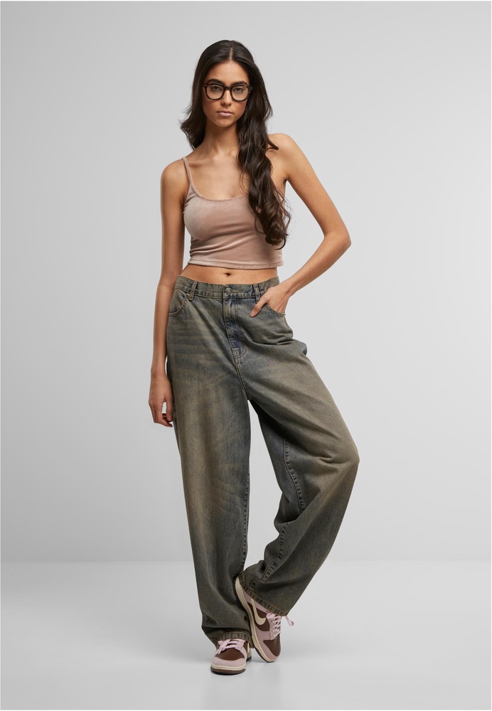 UrbanClassicsDamenLadiesShortVelvetTopTB7115Duskrose-3XL