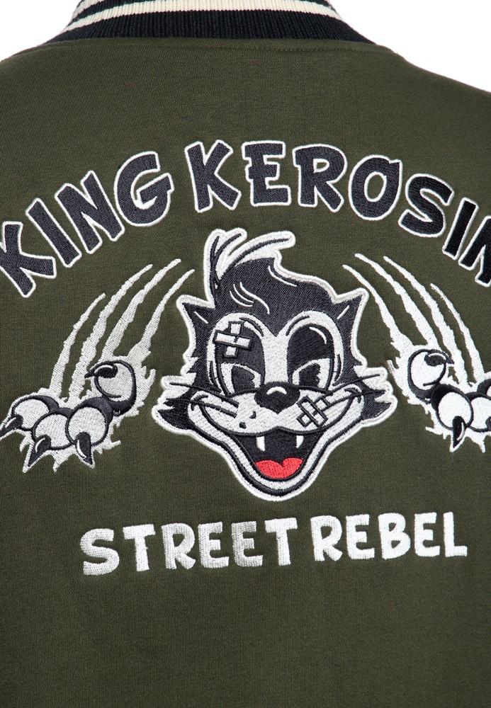 KingKerosinStreetRebelCollegeSweatjackeOlivgrn-3XL