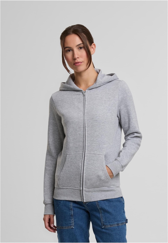 UrbanClassicsDamenLadiesBasicEssentialZipHoodyTB8005Heathergrey-3XL