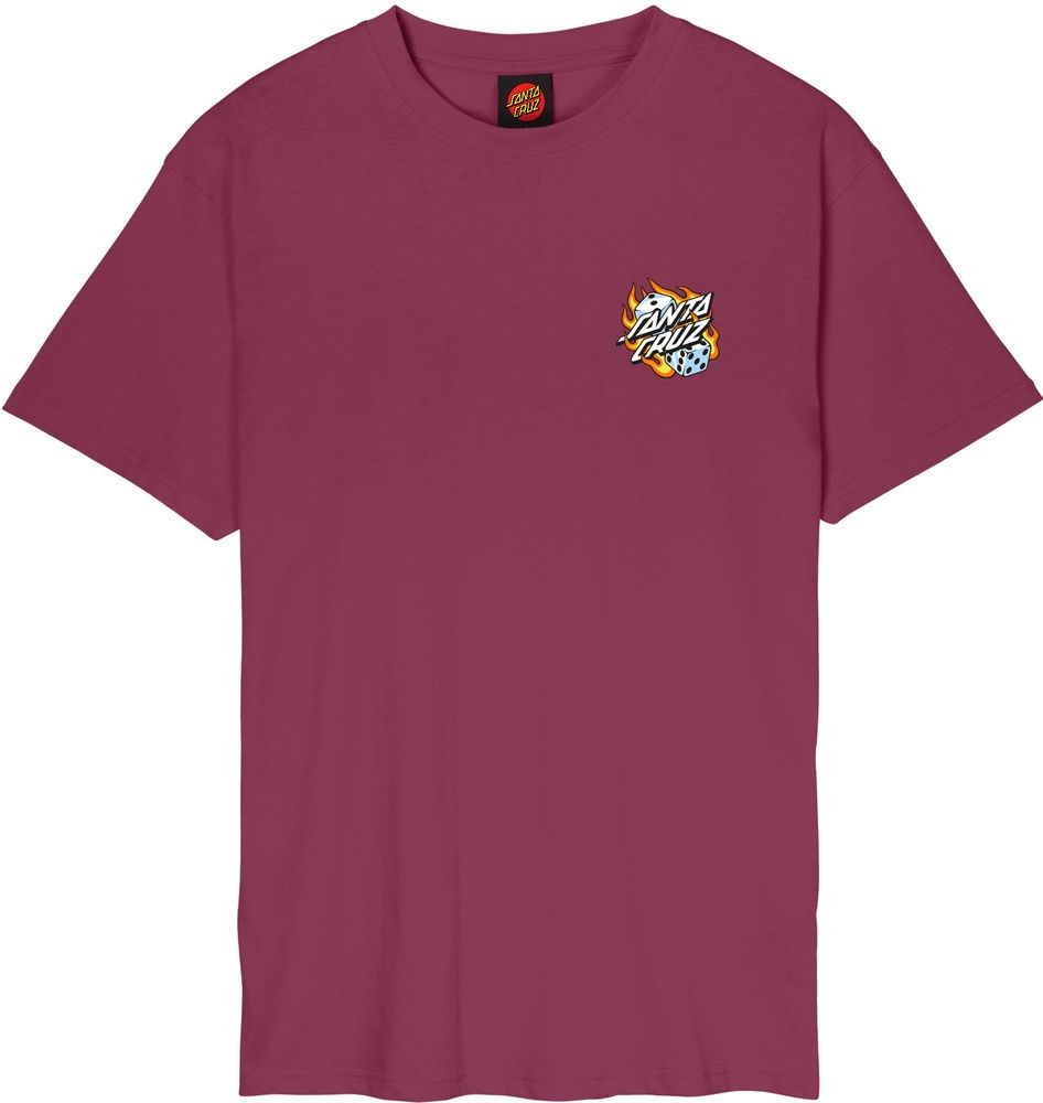 SantaCruzFlamingDiceDotChestT-ShirtSCM-T3268Burgundy-M