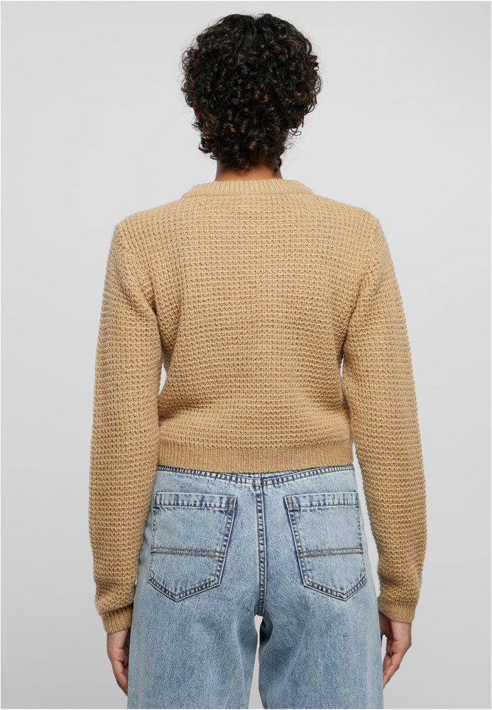 UrbanClassicsDamenLadiesShortWaffleSweaterWarmsand-3XL