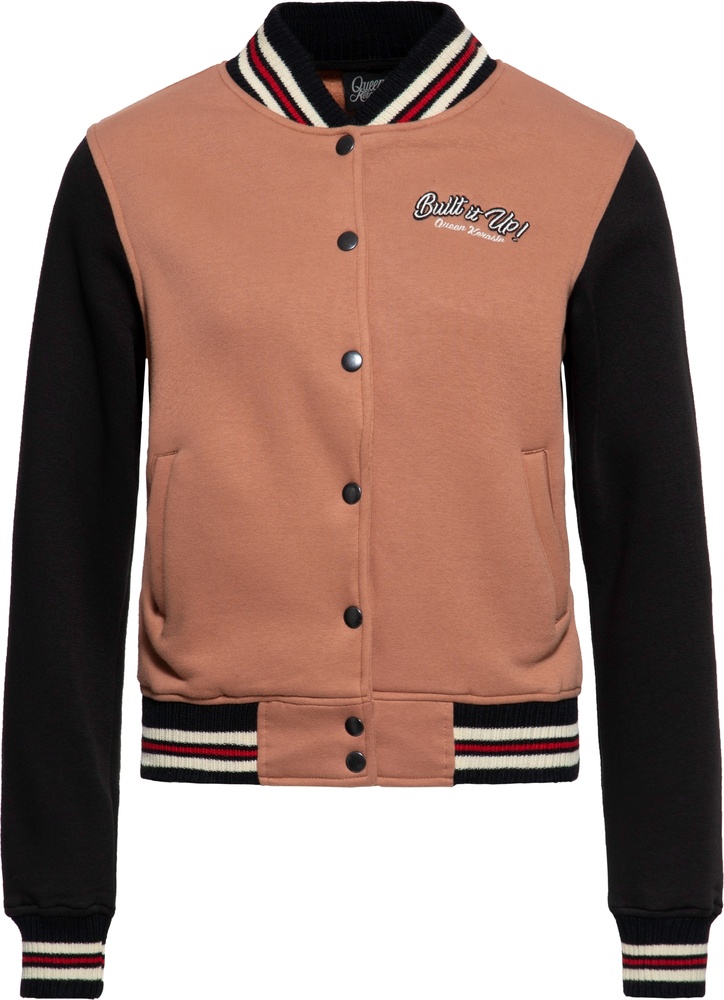 QueenKerosinDamenCollegeSweatJacketBuiltItUpQKI34002Latte-XS