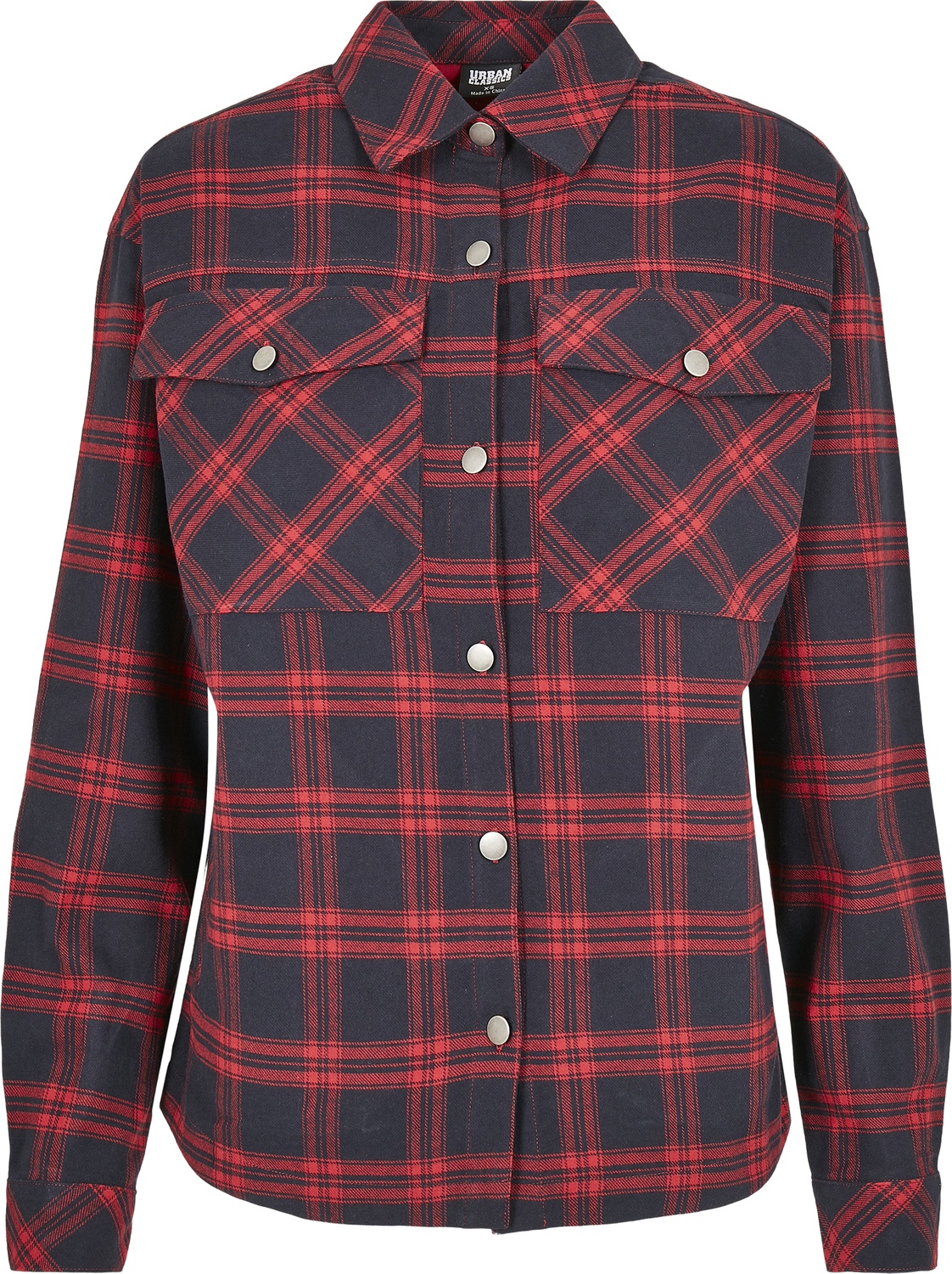 UrbanClassicsDamenHemdBluseLadiesOversizedOvershirtMidnightnavyRed