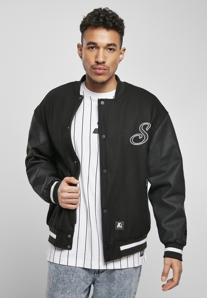 StarterBlackLabelJackeScriptCollegeJacketBlack