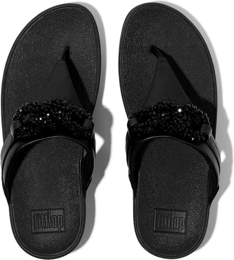 FitFlopDamenFlipFlopsLuluBeaded-ChainLeatherToe-PostSandalsE6F