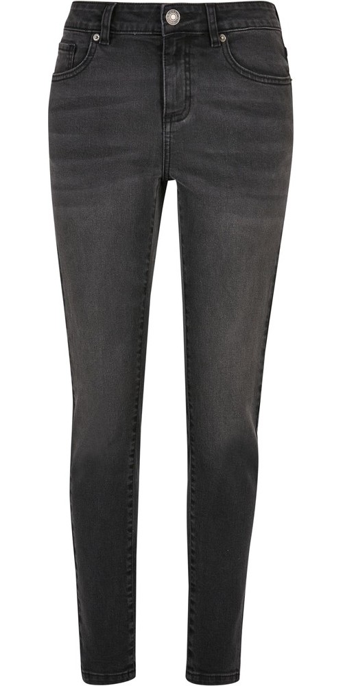 UrbanClassicsDamenHoseLadiesMidWaistSkinnyJeansBlackWashed