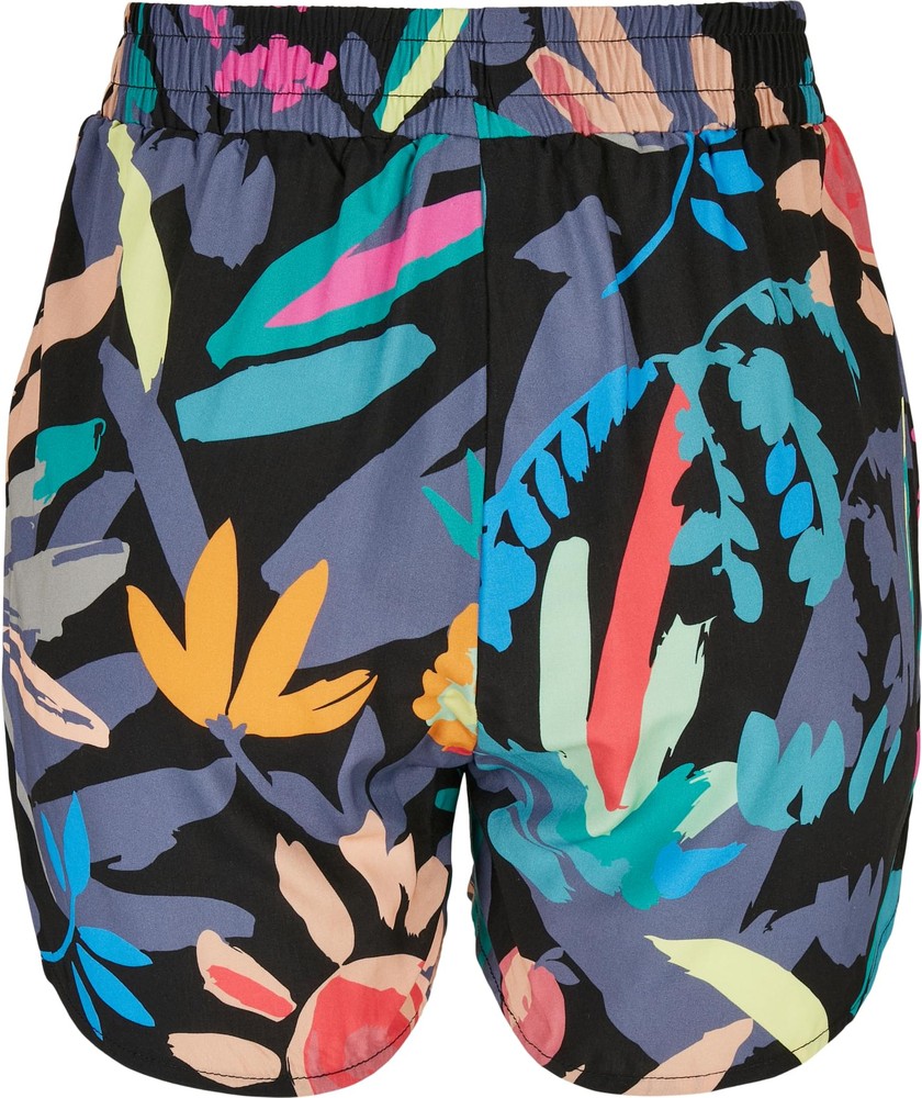 UrbanClassicsDamenLadiesAOPViscoseResortShortsBlackfruity-3XL