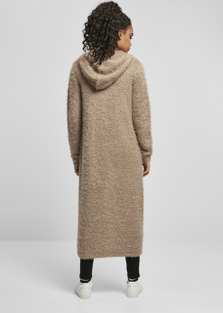 UrbanClassicsDamenCardiganLadiesHoodedFeatherCardiganSofttaupe-3XL