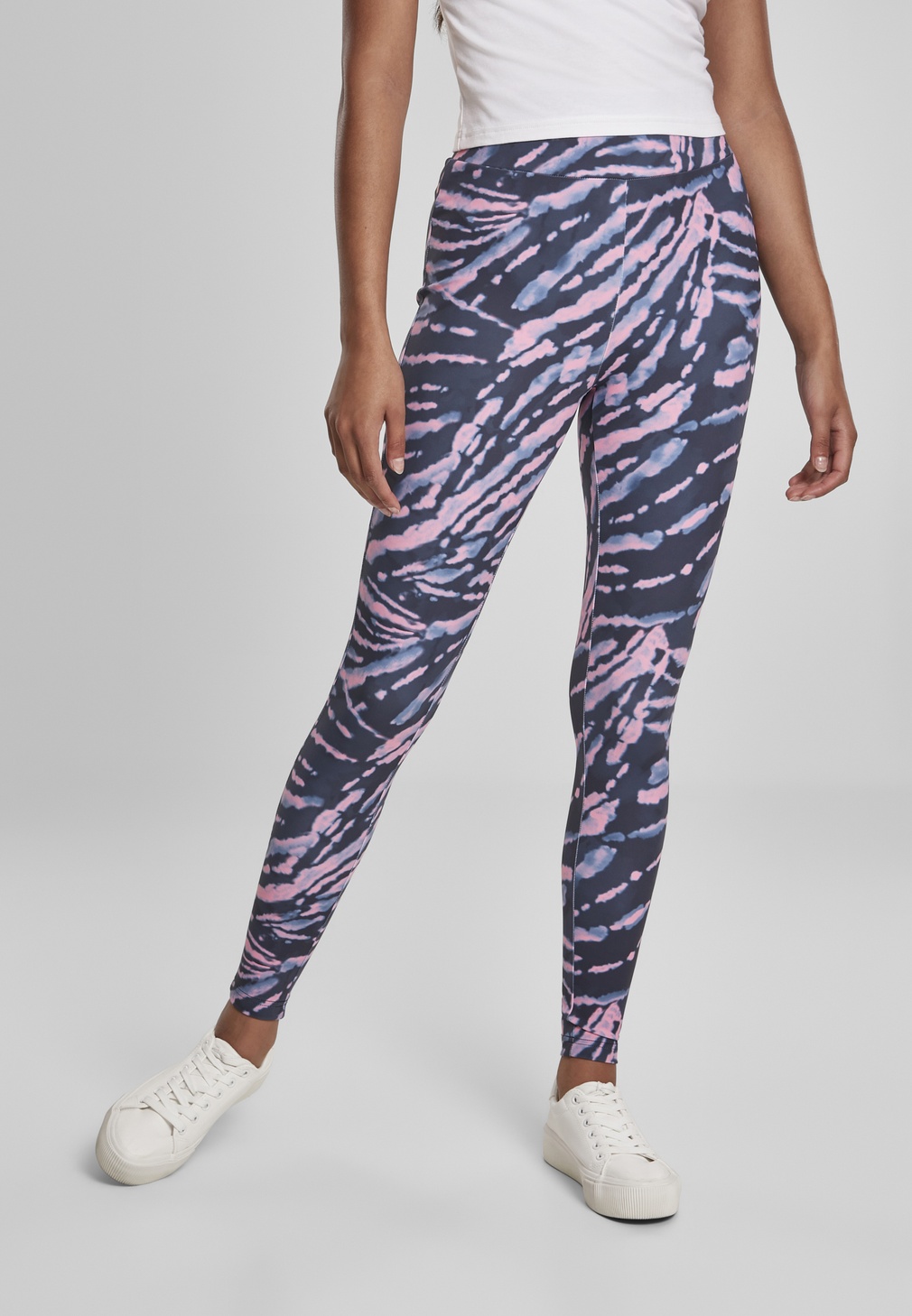 UrbanClassicsDamenLeggingsLadiesHighWaistTieDyeLeggingsDarkshadowPink