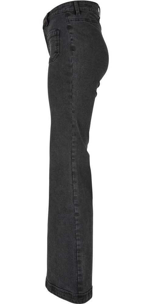 UrbanClassicsDamenJeansLadiesVintageFlaredDenimPantsBlackWashed-26