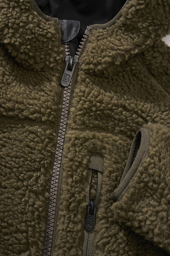 BranditKinderJackeKidsTeddyfleecejacketHoodOlive